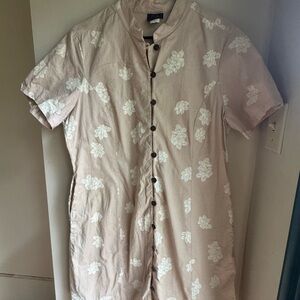 Vintage Sig Zane Beige Floral Button Down Dress